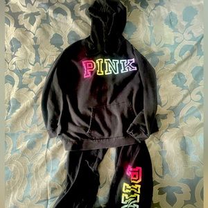 VS PINK black hoodie and sweats set